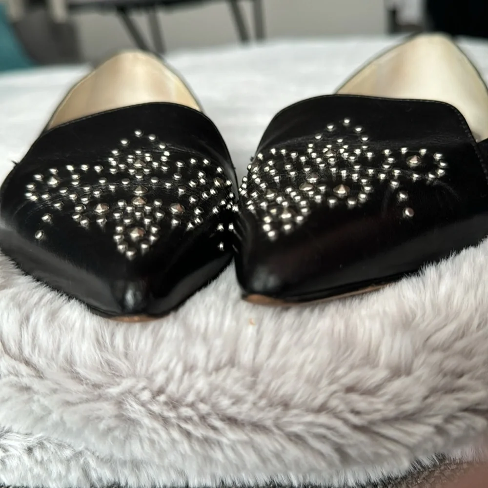 Michael Kors Women's Black Almond Toe Flat Shoes with Studded Design - Picture 6 of 8